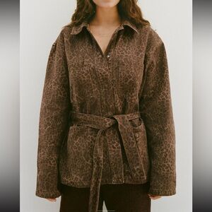 NWT ANIMAL PRINT TRF DENIM JACKET